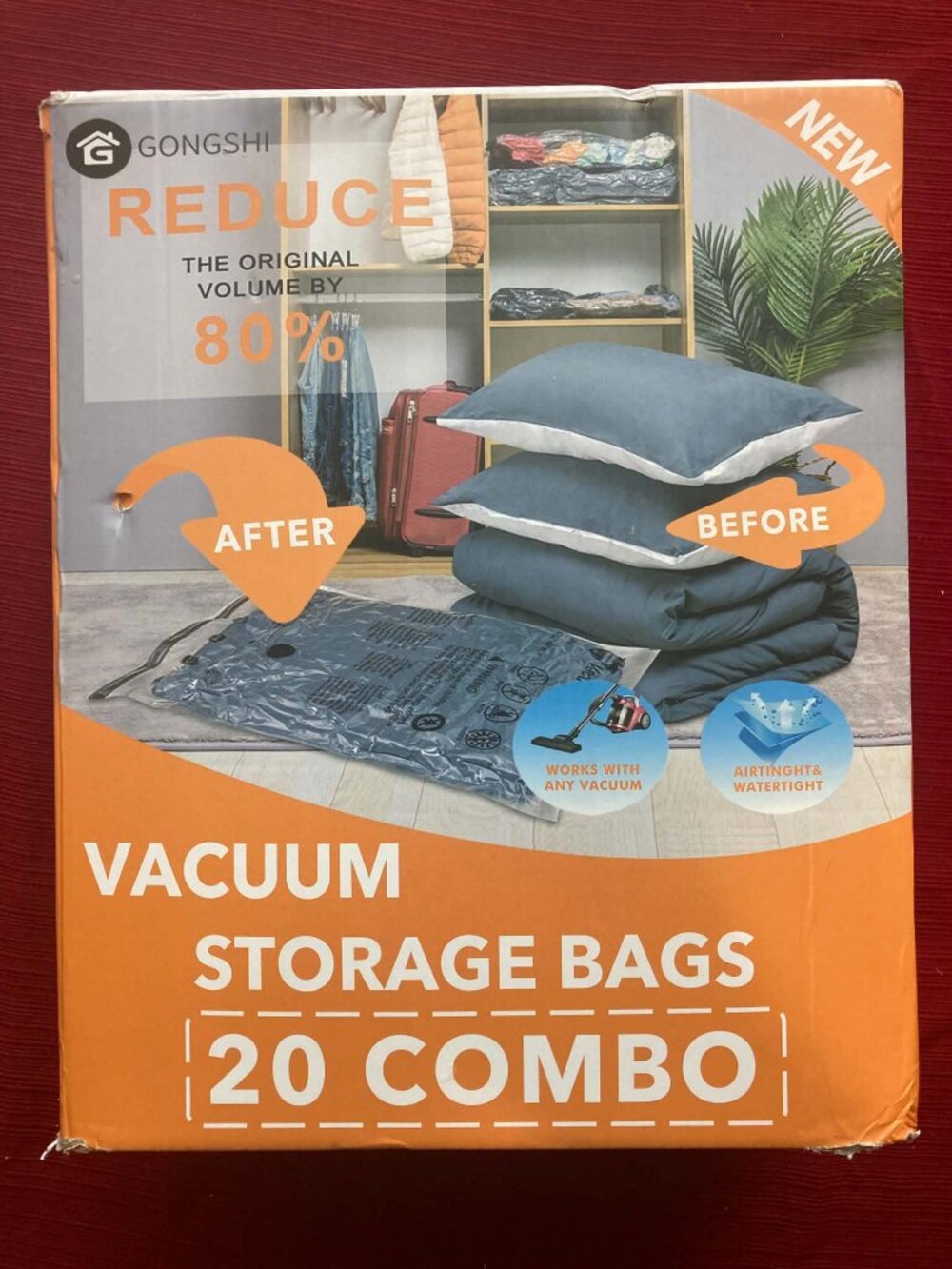 BNIB Vacuum Storage Bags Space Saver Seal Bags For 20 Combo Sm, Med, Lg ~ Gray